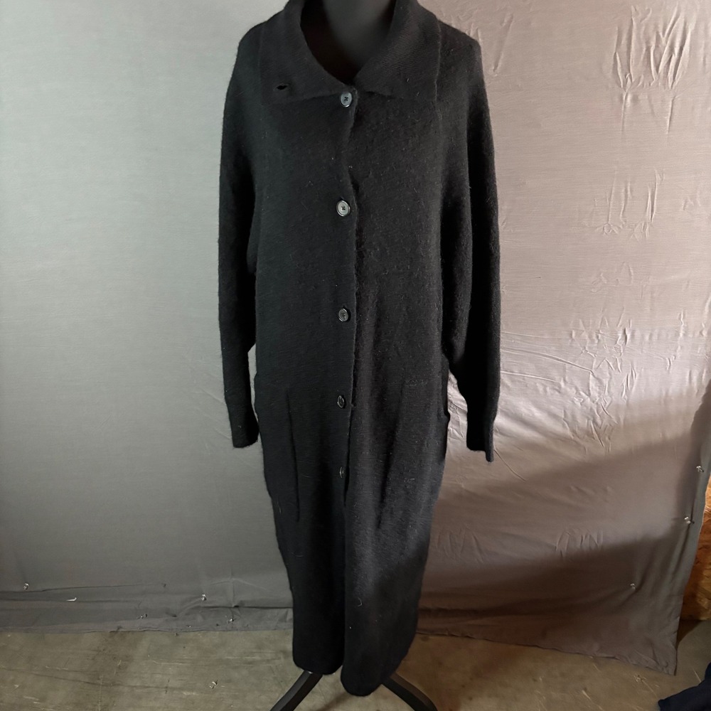 The Group Babaton Black Button Front Long‎ Knit Cardigan Sweater Coat Alpaca S